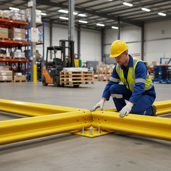 Premium 90° Rigid Internal Barrier Corner - Galvanized Steel Construction with Powder Coating for Enhanced Visibility