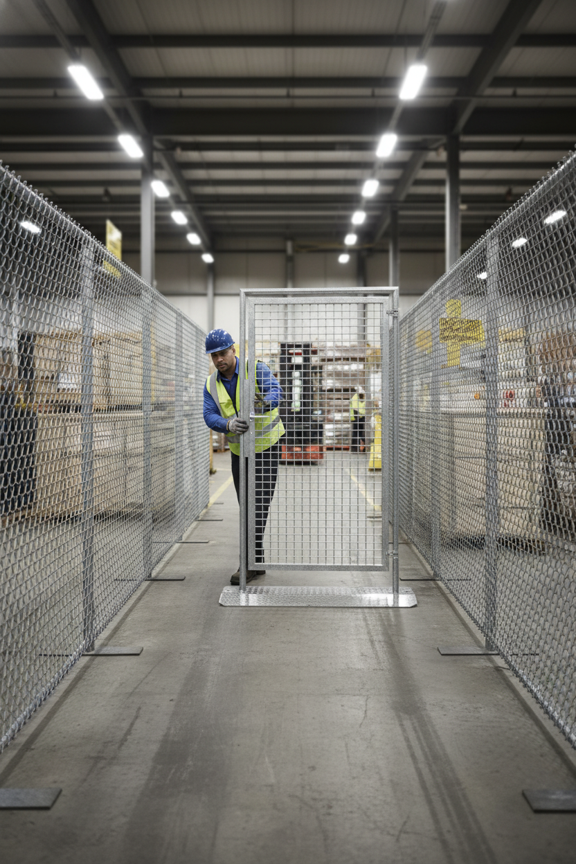 Premium Mobile Fence Door with Handle for Secure Access - Durable Steel Construction and Hot-Dip Galvanized Finish
