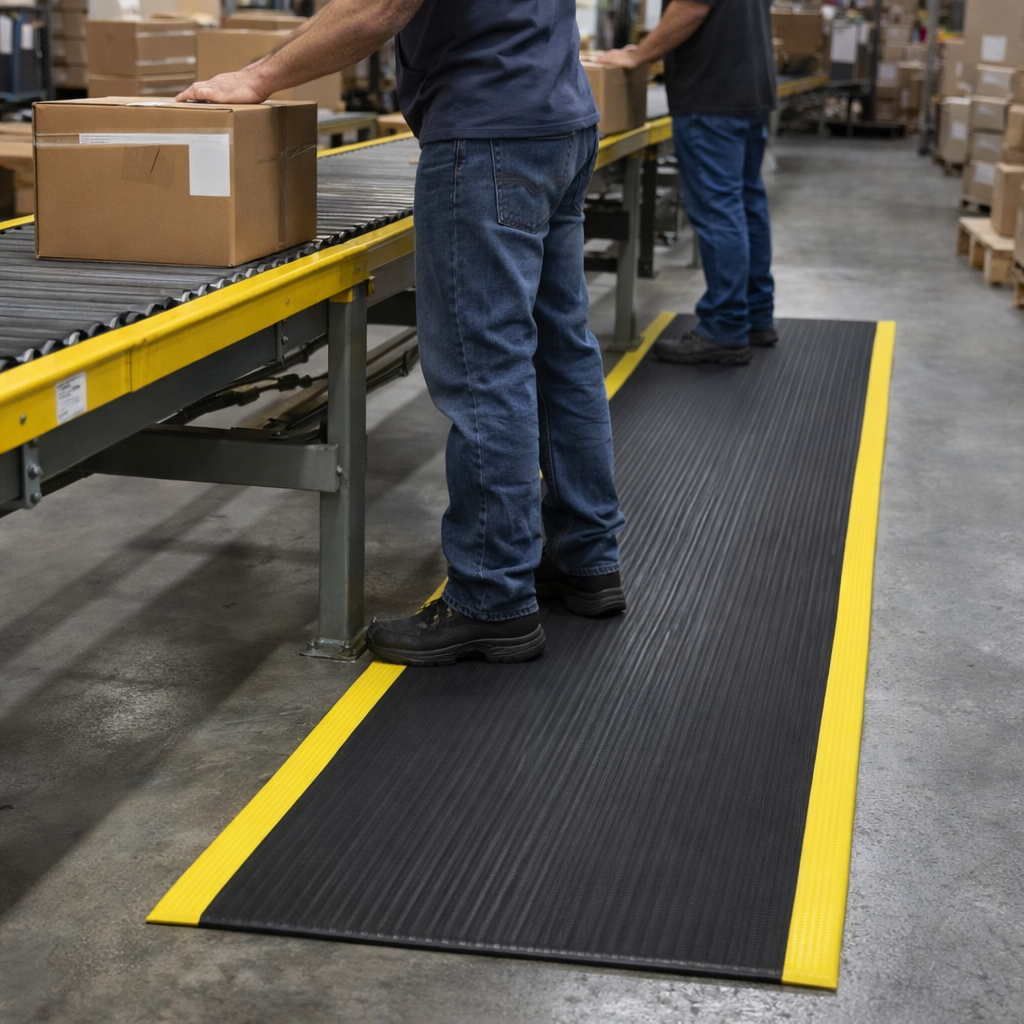 Anti-Fatigue Mat – Black & Yellow – 9.4mm Thick – Light Duty