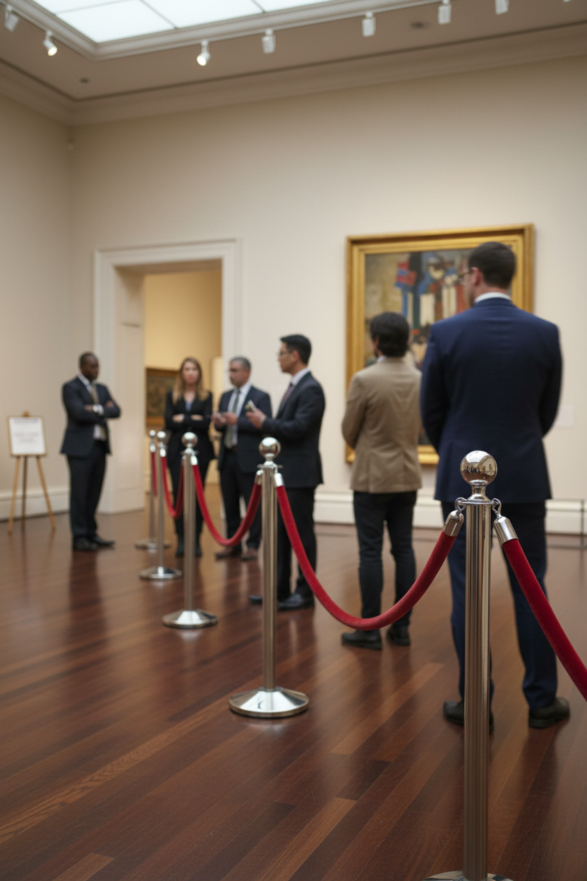 Premium Fixed Base Rope Stanchion Barrier - Ideal for Permanent Queue Systems with 990mm Height and 50mm Post Diameter