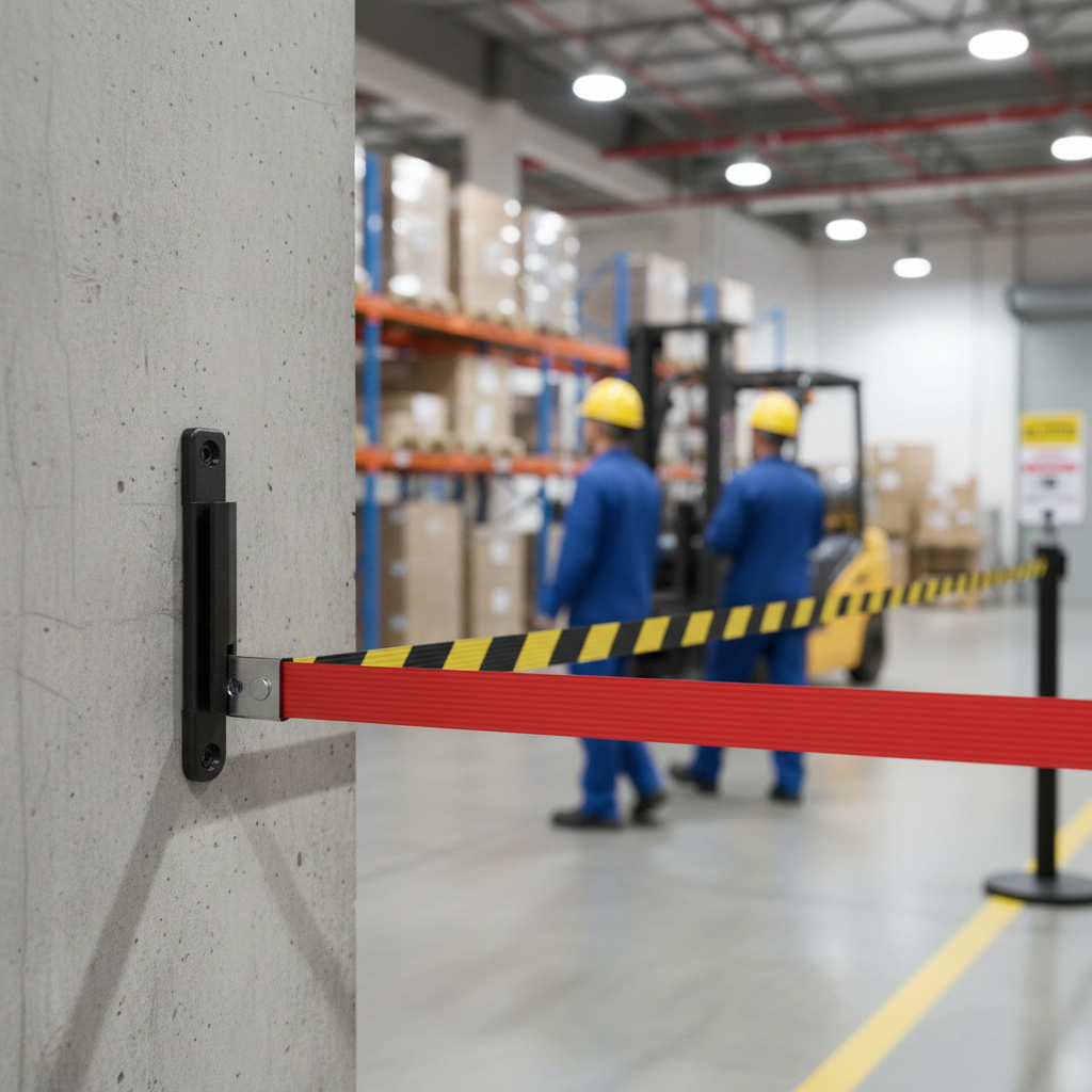 Premium Wall Receiver Clip for Belt Barrier Systems - Durable and Reliable Access Control Solution - side view | Barriers Co