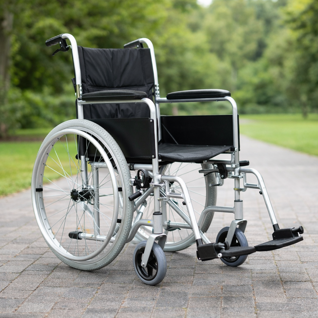 Self Propelled Aluminium Wheelchair – 115kg Capacity – Folding & Lightweight