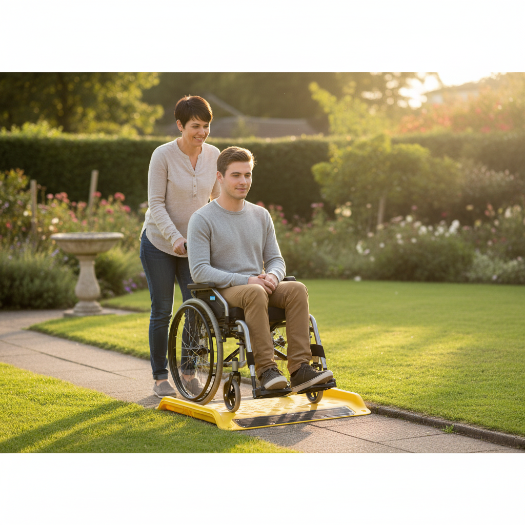 Premium Wheelchair Kerb Ramp with Anti-Slip Surface and High Sides for Safe Mobility Access
