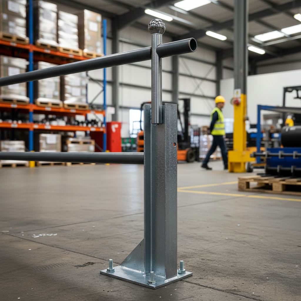 Premium Bolt Down 760mm Handrail Mount Barrier Post with Galvanised Steel Construction for Enhanced Safety in Car Parks | Bar
