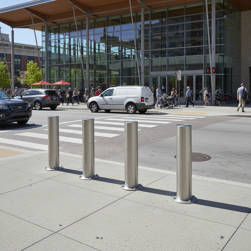 Premium Commercial-Grade Stainless Steel Bollard with Removable Locking Options and Multiple Size Variants for Pedestrian Safety