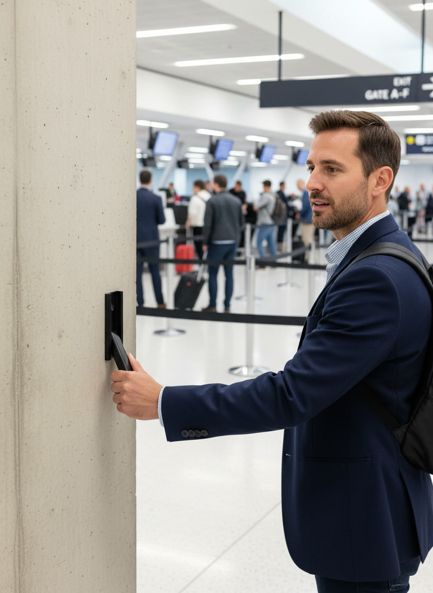 Premium Wall Receptacle for Retractable Belts with Panic Release Functionality and Mounting Screws