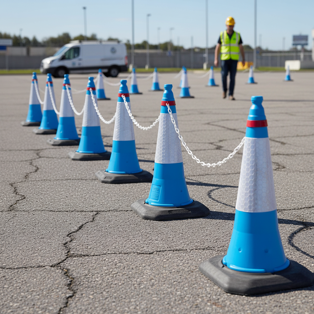 Premium 25m Cone & Chain Barrier Kit with 10 Reflective Cones for Crowd Control and Safety | Barriers Co