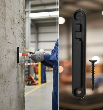 Heavy Duty Wall Receiver Clip Type 2 for Belt Stanchions - Compatible with Multiple Models