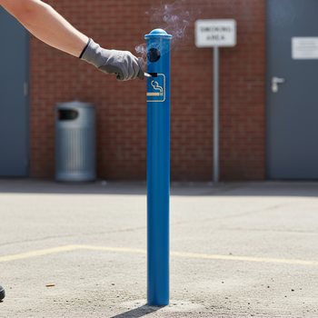 Premium Heavy Duty Ashtray Bollard 1.2m with Decorative Top Caps and Easy Maintenance
