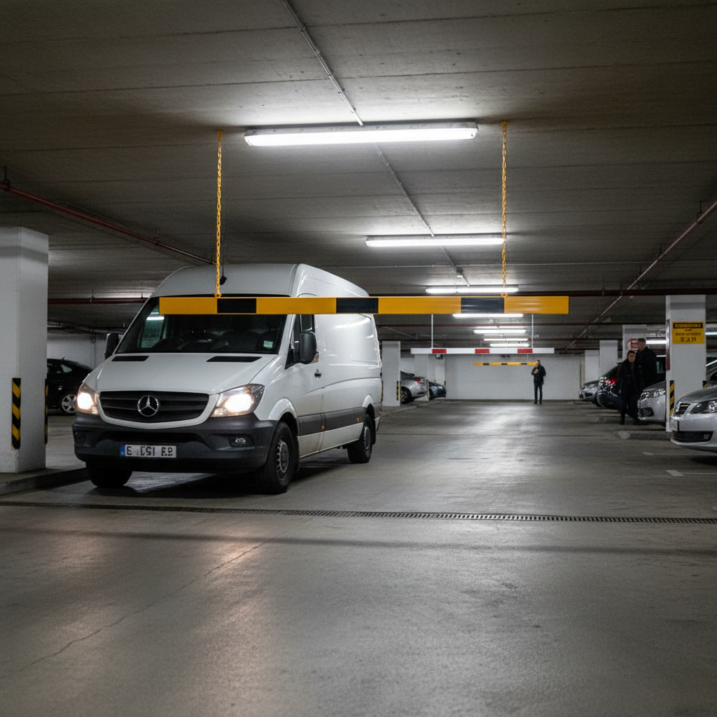 Premium Height Restriction Barrier with Reflective Aluminium Panel and Durable Suspension Chains for Vehicle Clearance Safety