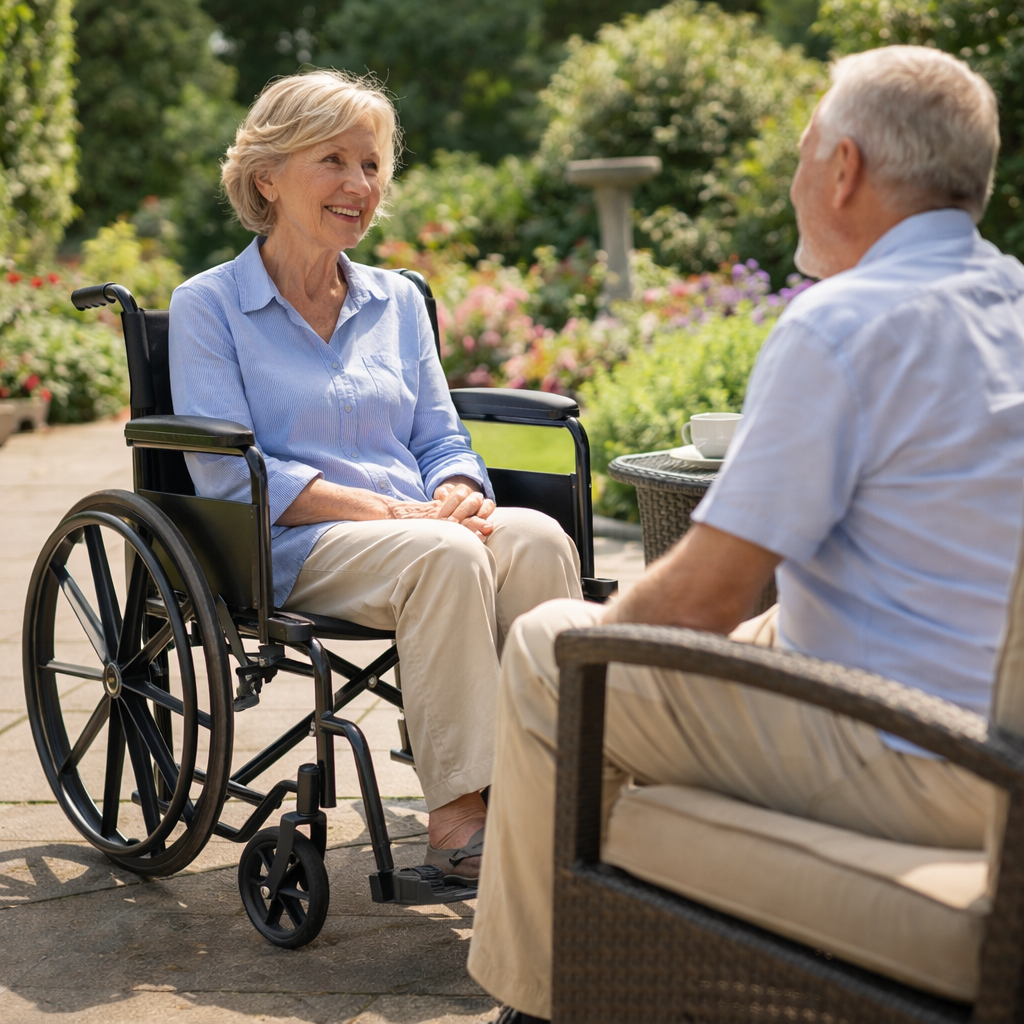 Steel Wheelchair – White – 115kg Capacity – Indoor/Outdoor Use