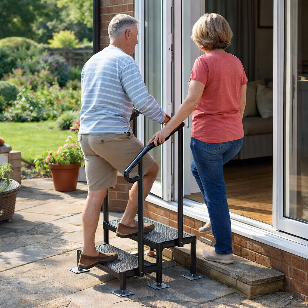 Adjustable Steel Steps – 285mm-360mm – Galvanised – Indoor/Outdoor Use