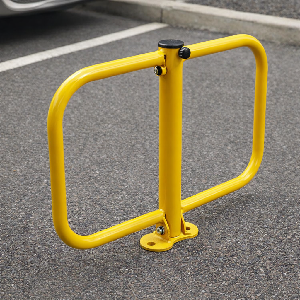 Wide Folding Parking Bollard – Yellow – Easy to Fit – Outdoor Security