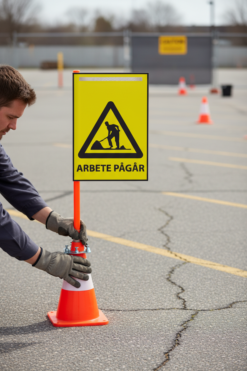 Premium Warning Flag for Construction with Clear 'Work in Progress' Me