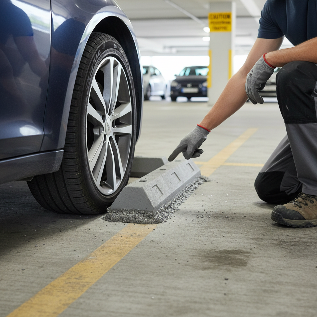 Professional 3-Part Heavy Duty Adhesive for Wheel Stops - Fast Curing and Durable for Concrete,... - side view | Barriers Co