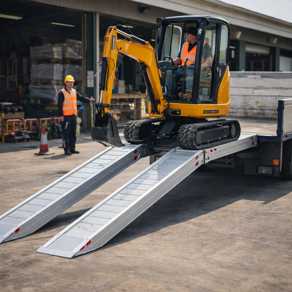 Aluminium Loading Ramps – Extra Wide – 5540kg Capacity – Plant & Digger Use