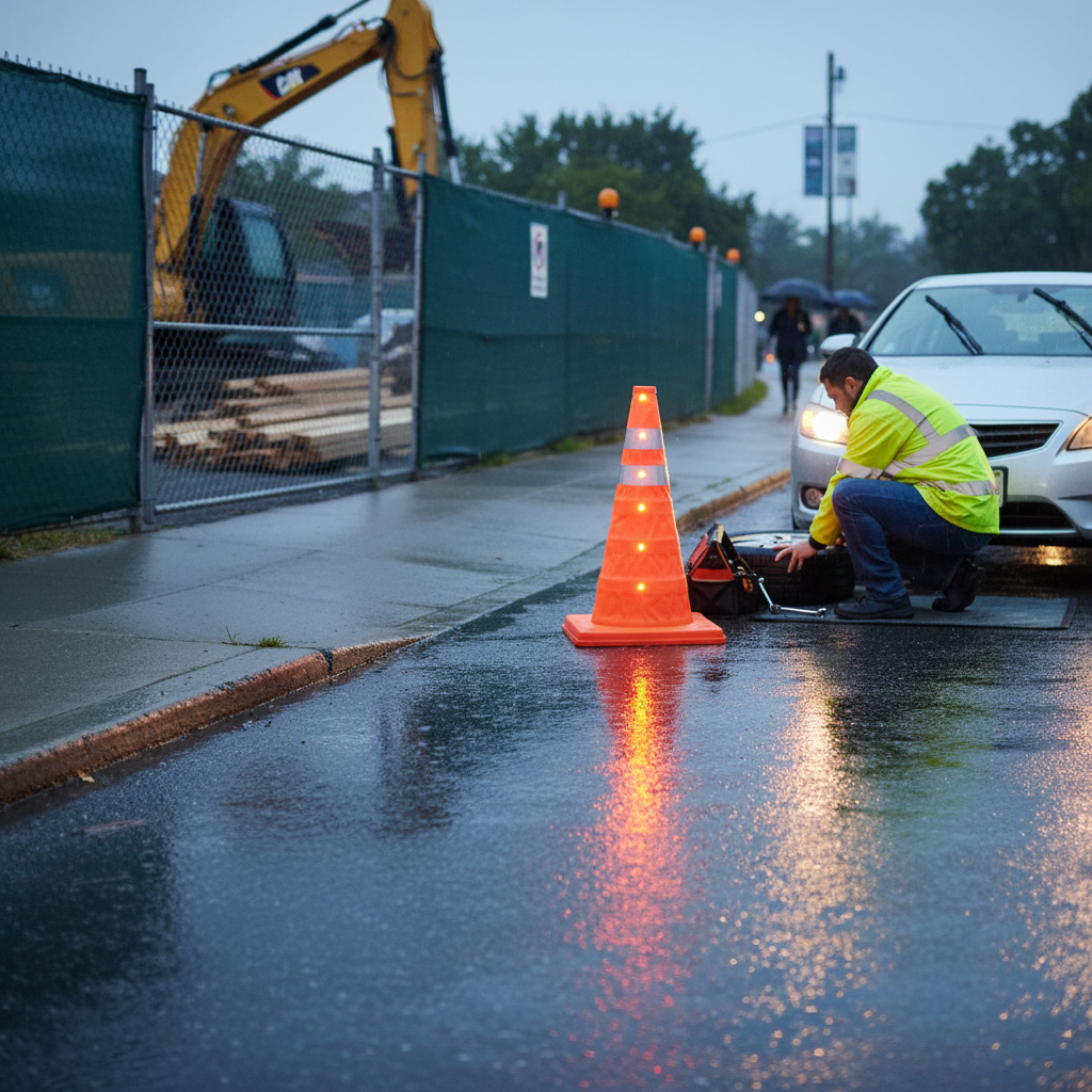 Premium Foldable Traffic Cone with Reflective Stripes - 40 cm Height for Emergency and Recreational Use