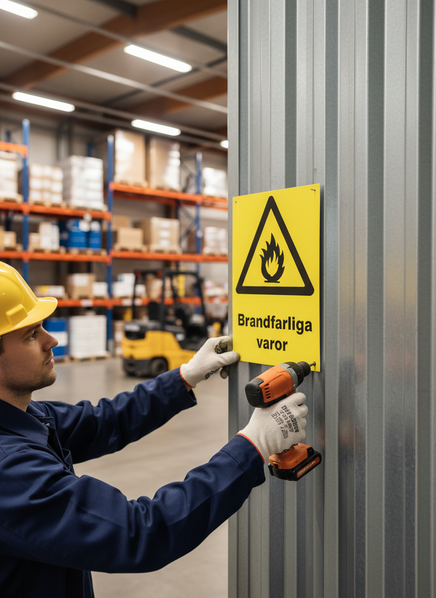 Premium Warning Sign for Flammable Materials - Self-Adhesive, PVC, Magnet, and Aluminum Options in Various Sizes