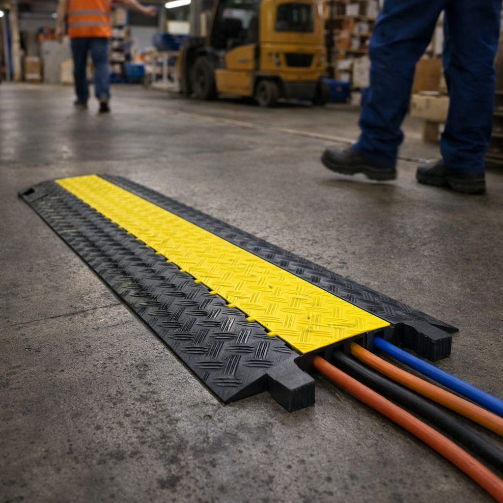 Cable Protector – Black/Yellow – 4 Channels, 5000kg Capacity – Vehicle Traffic