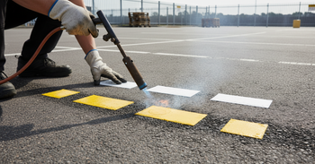 Premium Thermoplastic Traffic Lines in White/Yellow for Permanent Parking Delineation - High Abrasion Resistance and Quick Installation