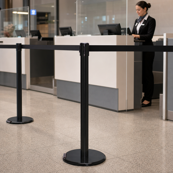 Belt Barrier System with Cast Iron Base 3.4m x 50mm for Queue Management