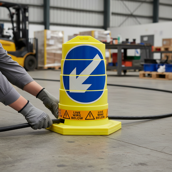 Premium Jumbo Cable Cover - Heavy Duty HDPE Construction with Sand Weight and Custom Colors for Live Electrical Openings