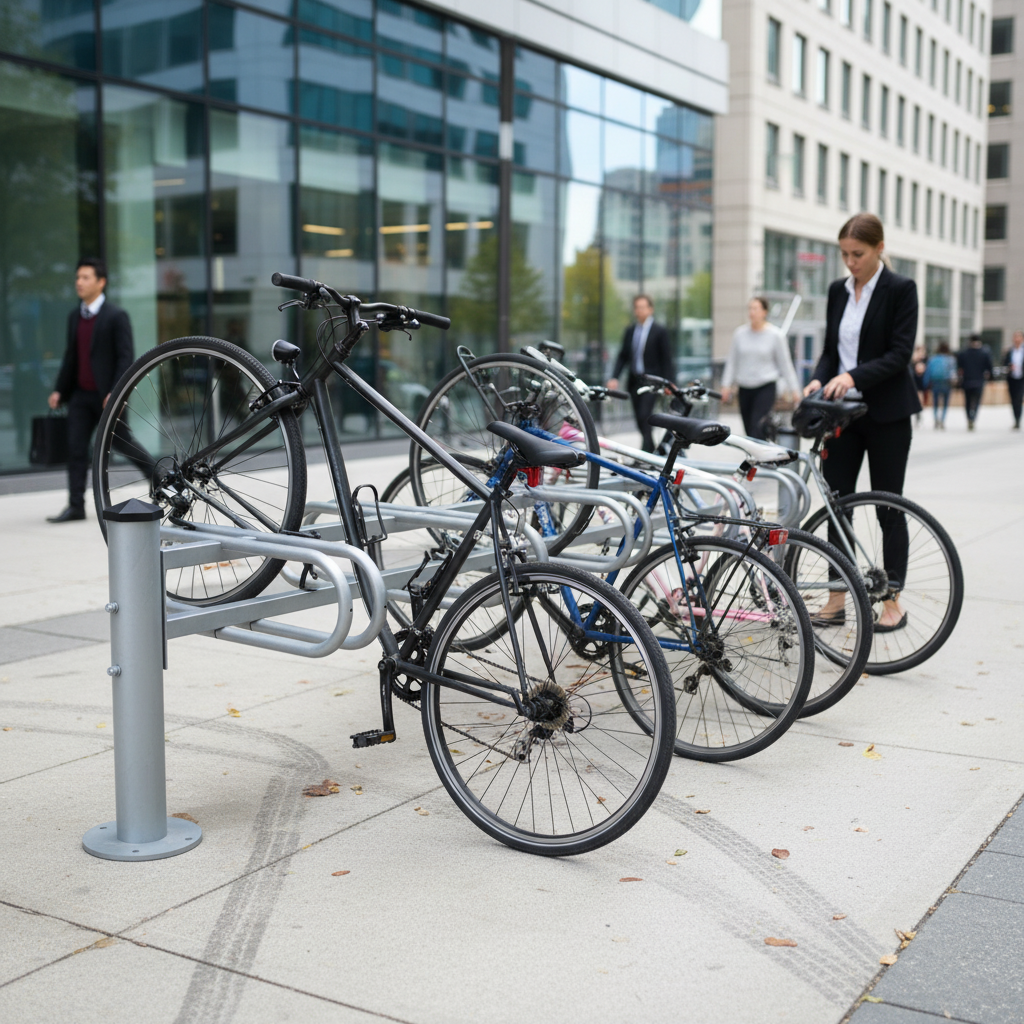 Professional Double-Sided Bike Rack for 6 Bikes - Galvanised Steel Construction with Corrosion Resistance | Barriers Co