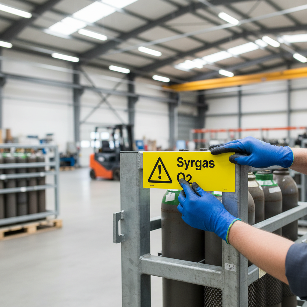 Premium Warning Sign for Oxygen Gas O2 - Durable PVC, Adhesive, and Magnetic Options Available