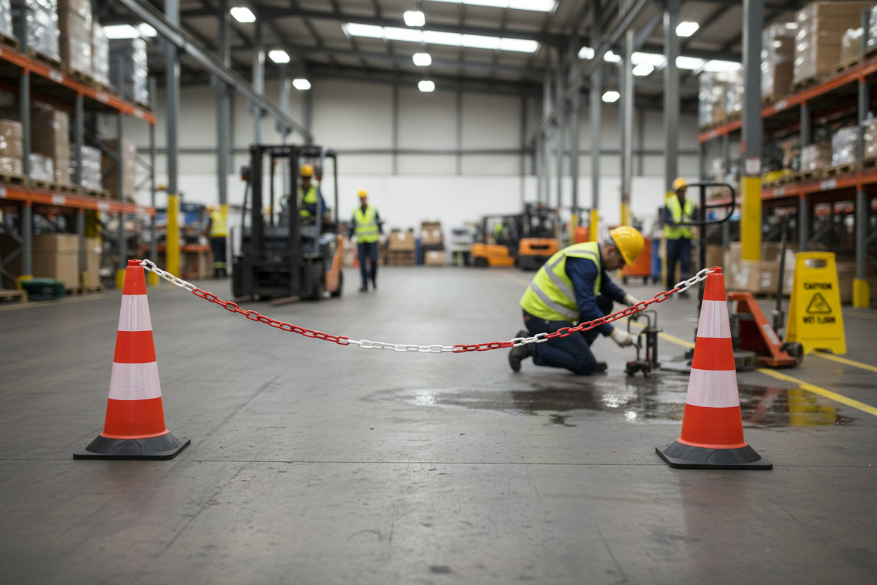 Premium Heavy Duty Traffic Cone Cap Chain Holder - Durable Plastic for 50cm Cones with Carabineer Clips