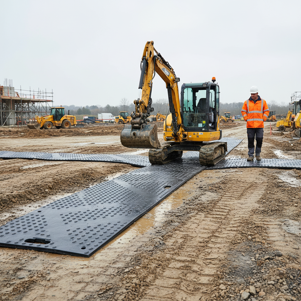 Premium Half-Sized Ground Protection Mat Track Mat 2400x600x12mm for Easy Mobility and Stability - Detail View | Barriers Co
