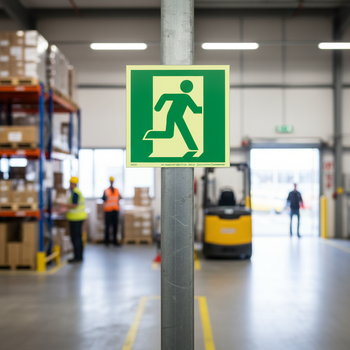 Premium Safety Direction Sign - Emergency Exit Right with Glow-in-the-Dark Surface in Multiple Sizes