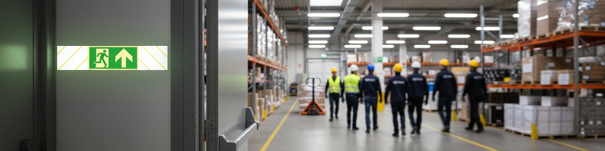 Premium Emergency Exit Sign with Glow-in-the-Dark Coating for Door Mounting and Compliance with ISO 7010 Standards