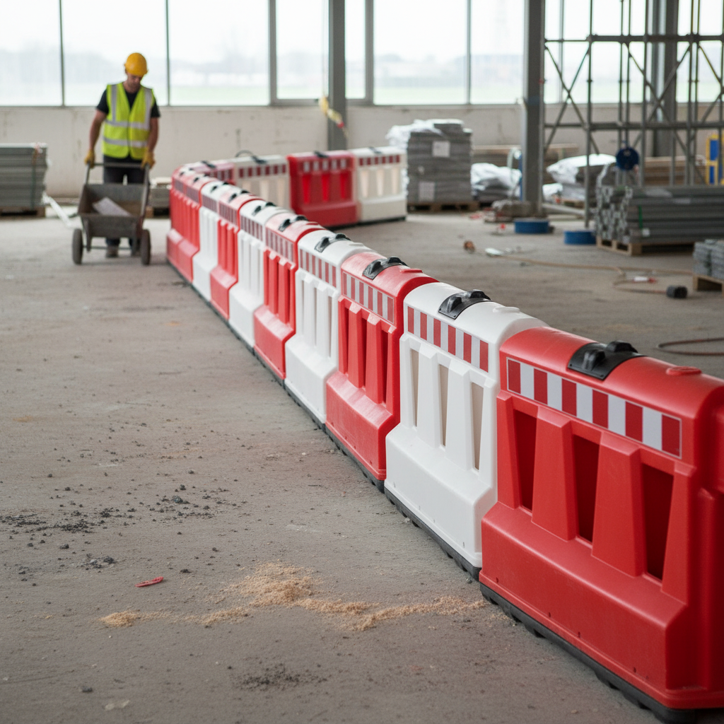 Premium Traffic Separator Safety Barriers with Weighted Base and Modular Design for Enhanced Stability and Visibility