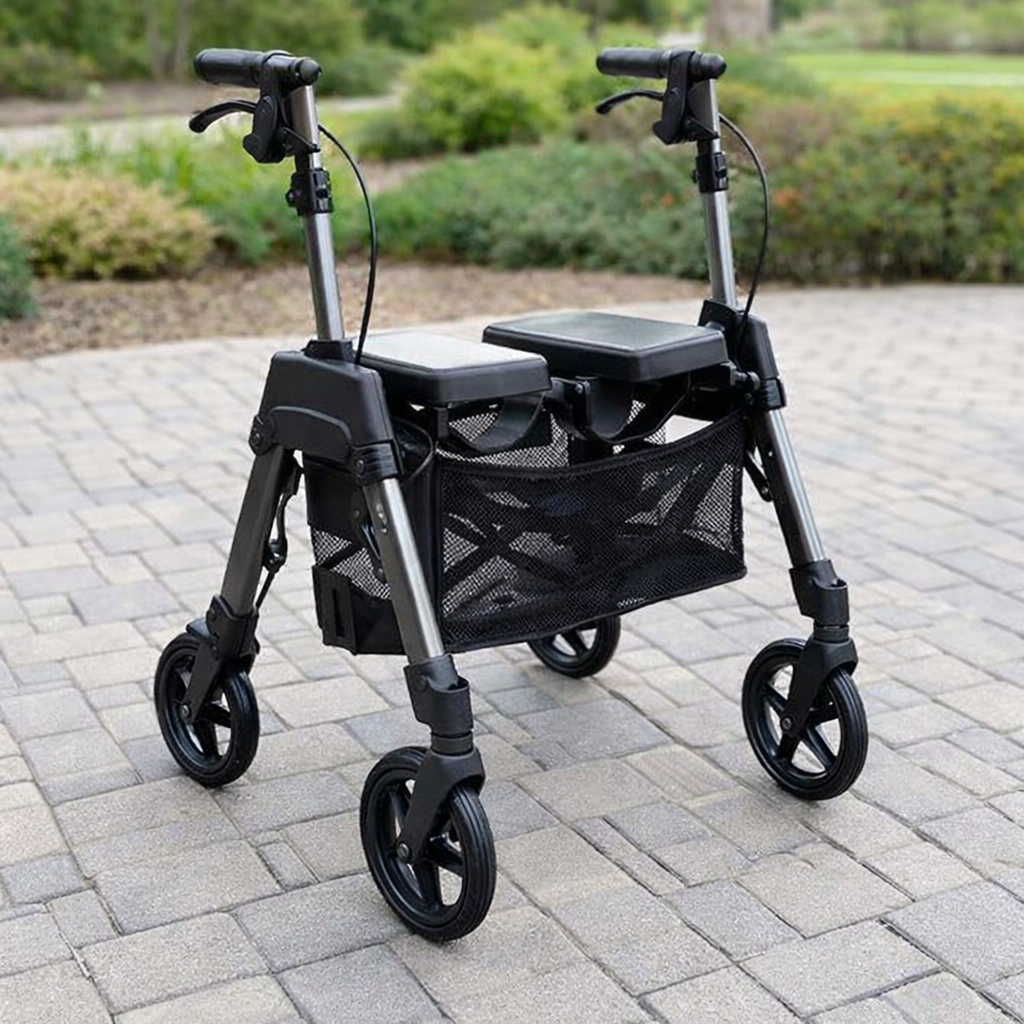 Heavy Duty Rollator – White – 226kg Capacity – Mobility Aid