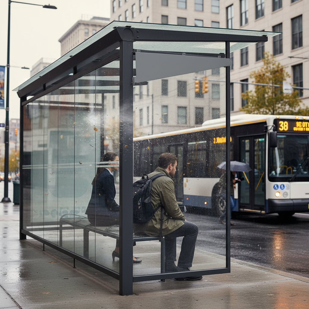 Premium Side Wind Protectors for Bus Shelters - 2mm Galvanised Steel for Enhanced Protection... - side view | Barriers Co