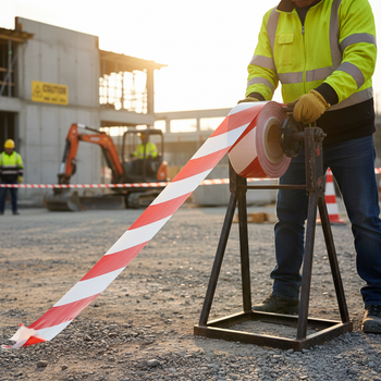 Heavy Duty Striped Barrier Tape - Non-Adhesive 500 Metre Roll for Sectioning and Safety