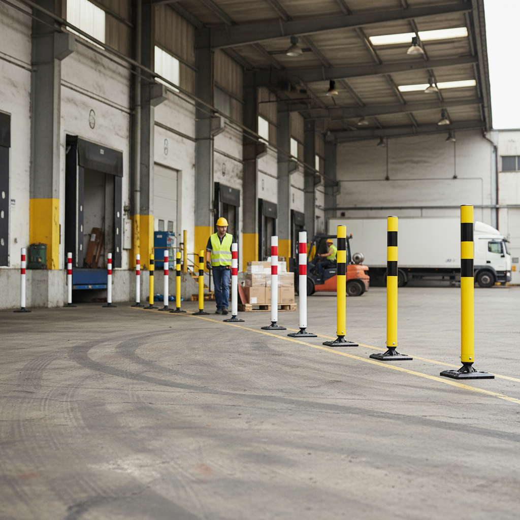 Premium Flexible Traffic Barrier Post 900mm High with Reflective Strips and Quick Release Mounting Option for Enhanced Safety
