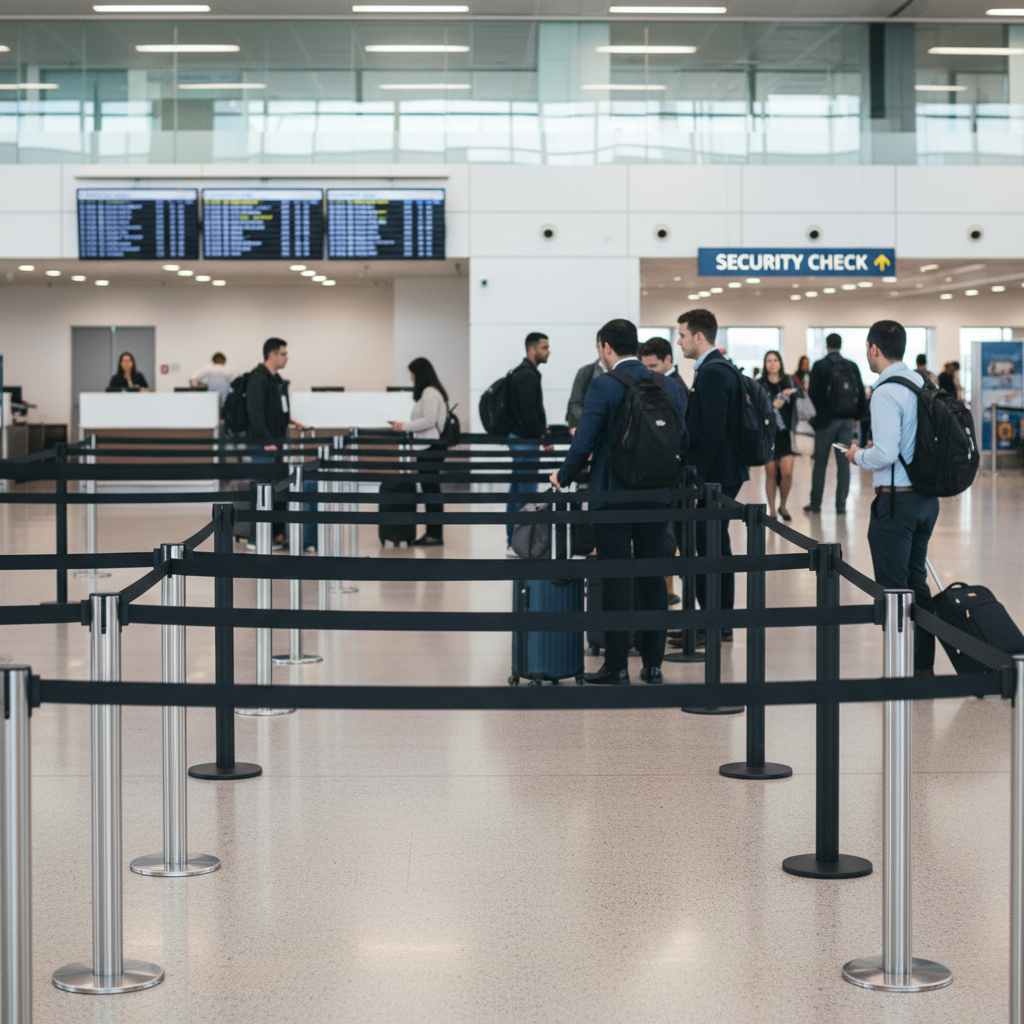 Premium Double Permanent Stanchion with Retractable Belts for High-Performance Crowd Control - Aluminum Construction and Customizable Designs