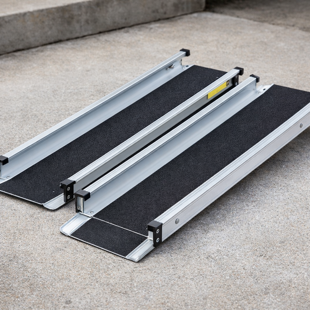Telescopic Channel Ramps – 4ft – Black Grip Surface – Kerb & Step Access
