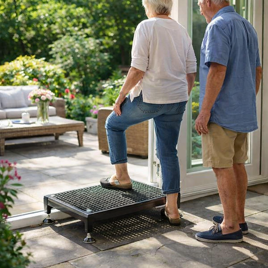 Adjustable Safety Step Stool – Black – 300-800kg Capacity – Indoor/Outdoor