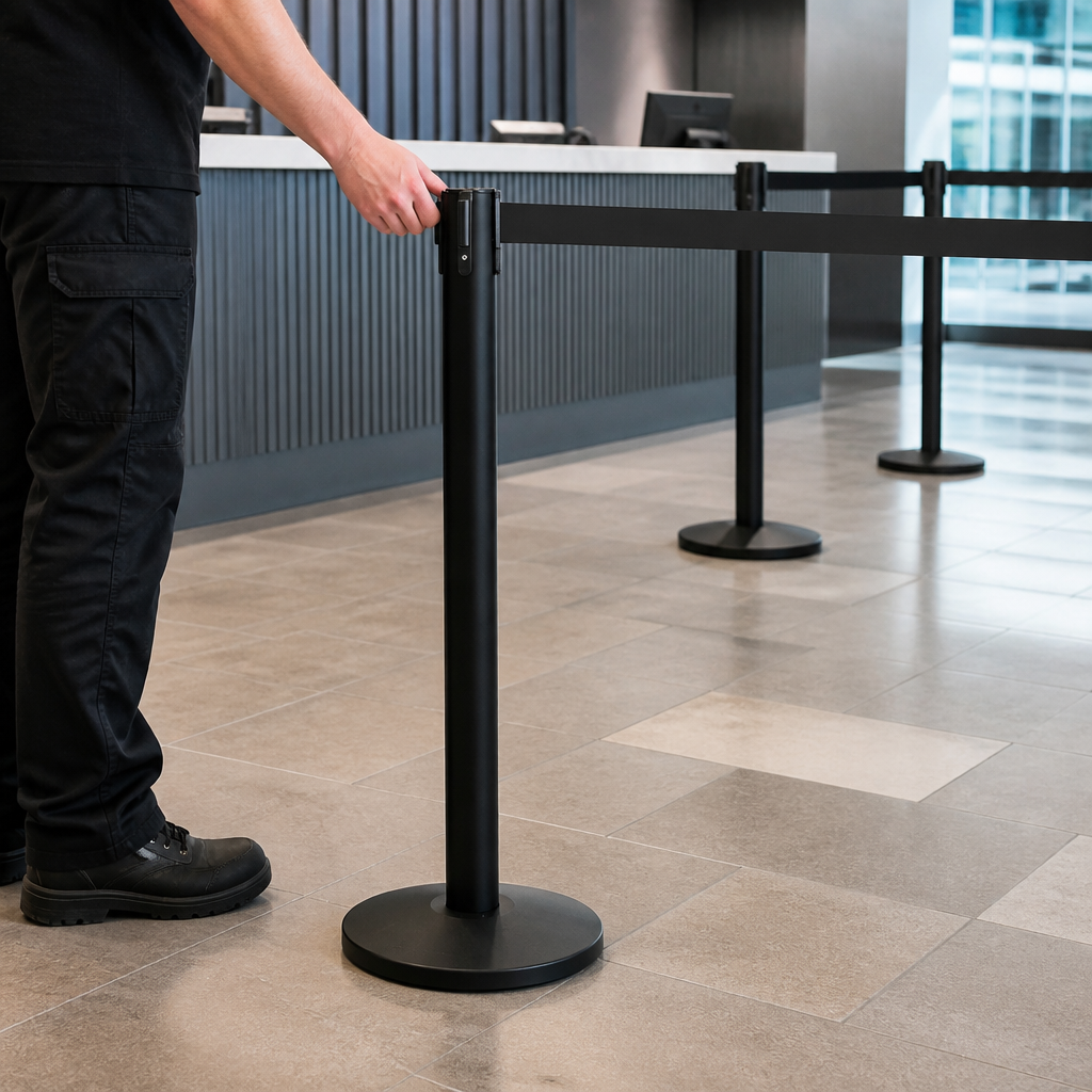 75mm Belt Barrier System for Temporary Queue Management