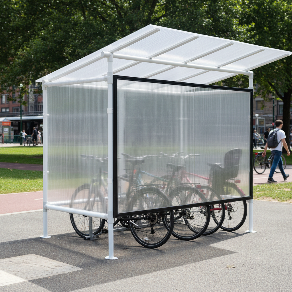 Premium Rear Cladding Panel for Economy Bike Shelter - UV Treated Polycarbonate for Enhanced Weather Protection | Barriers Co