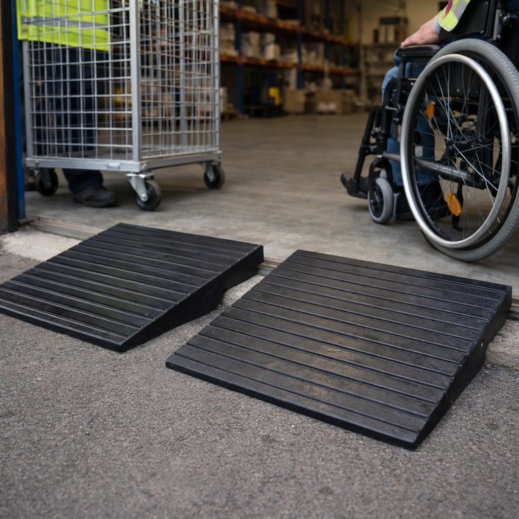 Rubber Threshold Ramp – 100mm High x 500mm Wide – Heavy Duty – Wheelchair Access
