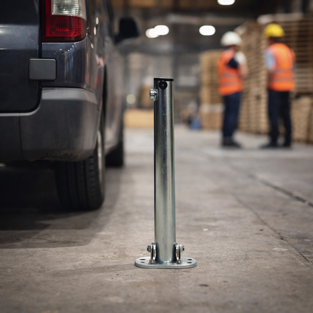 Folding Parking Bollard – Silver – High-Performance – Outdoor Use