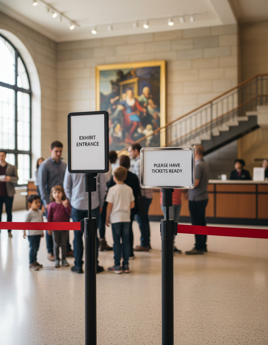 Premium Sign Holder for Barrier Posts - Professional Queue Guidance with Portrait and Landscape Options