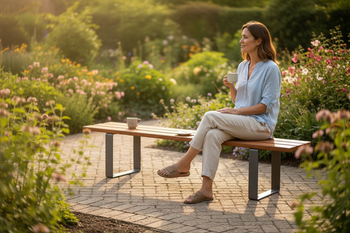 Premium Backless Bench 1.8m - Durable Steel Frame with Versatile Material Options for Outdoor Seating