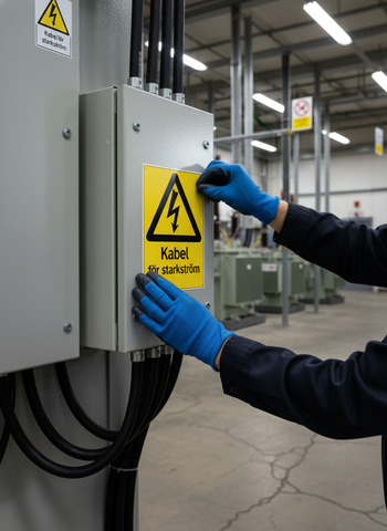 Premium Warning Sign for High Voltage Cables - Durable PVC, Magnet, and Aluminum Options Available