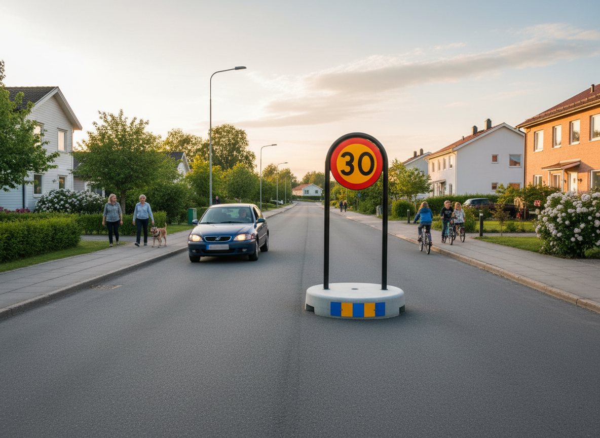 Premium Traffic Island for Residential Areas and Roads - Concrete Design with Reflectors and Easy Mobility