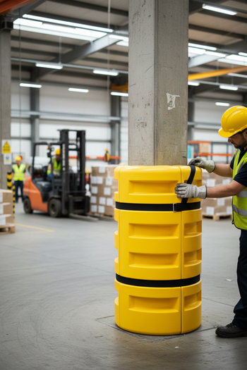 Premium Flexible Column Protector with Impact Resistance for Warehouses and Car Parks - 1.1m Height, 580mm Outer Size