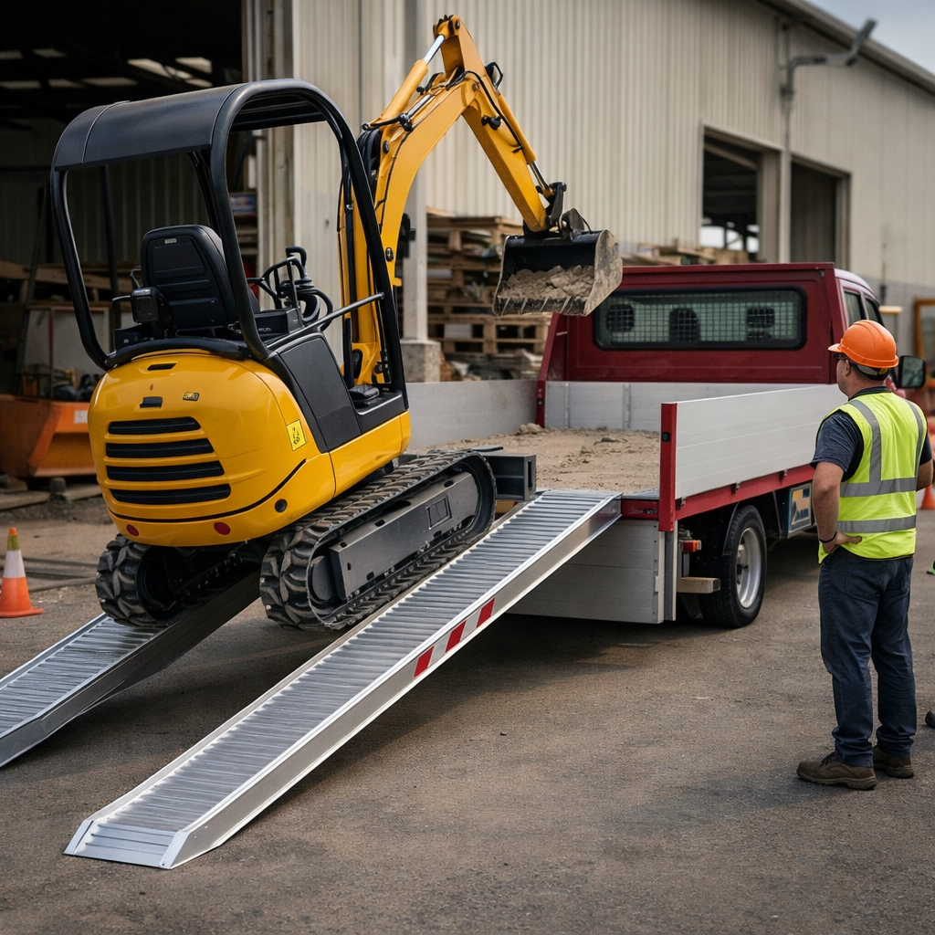 Aluminium Loading Ramps – 4500x360mm – 1800kg Capacity – Plant & Mini Digger